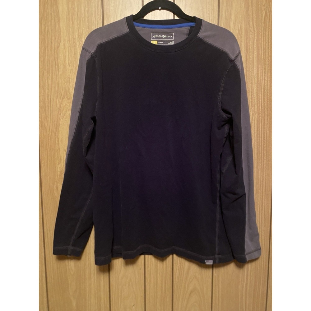 Eddie Bauer Travex Long Sleeve Performance Shirt Men's Medium Black Gray Outdoor